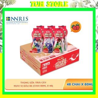 Thùng 48 Chai NuVi Thức Uống Hương Dâu Trái Cây Lắc Sữa chai 80ml-TUH STORE