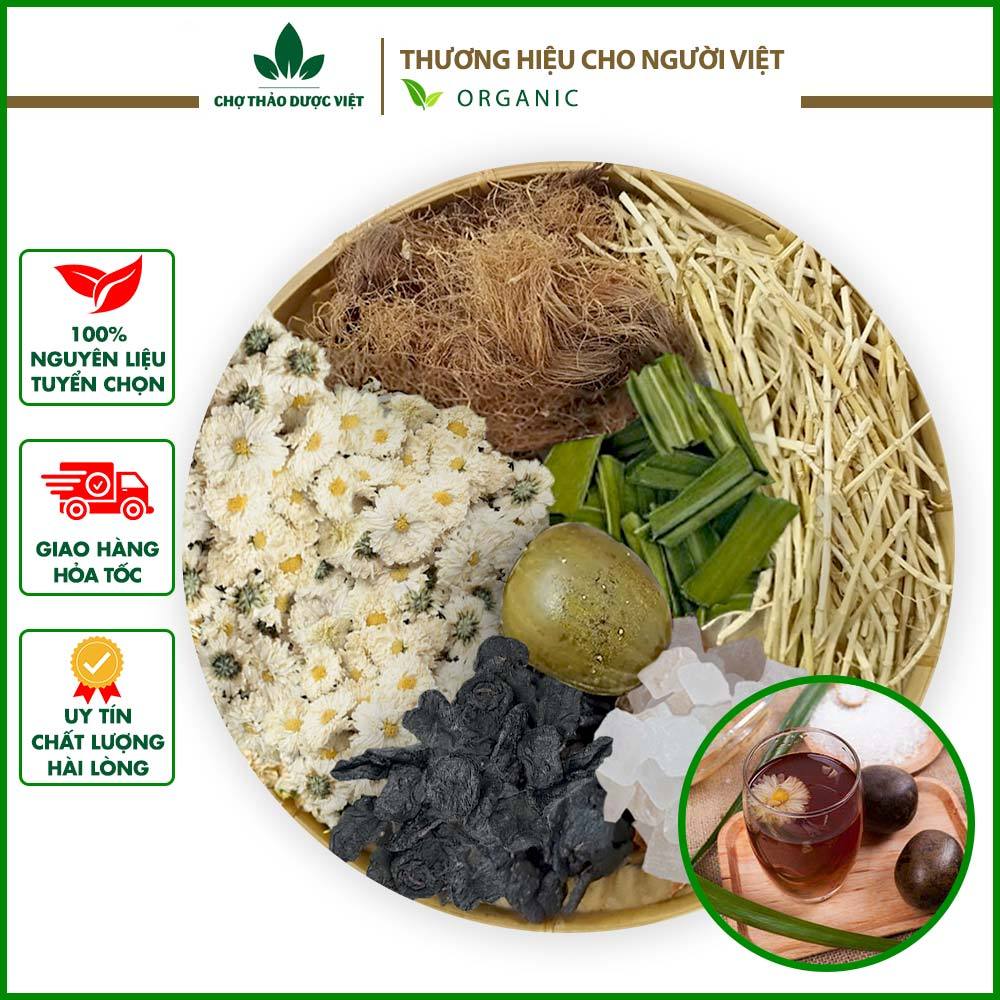 Sâm bông cúc, set đủ vị nấu 5-7 lít nước, thanh nhiệt, giải khát, mát gan, tặng kèm hạt chia