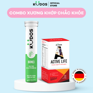 Combo Thực Phẩm Bảo Vệ Sức khỏe viên nang Kudos Active Life 30 viên + viên sủi Kudos Bone 20 viên