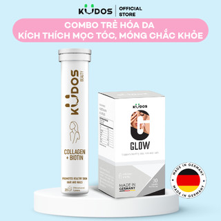Combo Thực Phẩm Bảo Vệ Sức Khỏe -  viên nang Kudos Glow 30 viên + viên sủi Kudos Collagen 20 viên