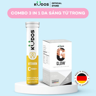 Combo Thực Phẩm Bảo Vệ Sức Khỏe - viên nang Kudos Glow 30 viên + viên sủi Kudos Vitamin C 1000MG 20 viên