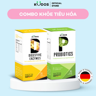 Combo Thực Phẩm Bảo Vệ Sức Khỏe viên nang Kudos Probiotics 30 viên + viên nén Kudos Digestive Enzymes 30 viên