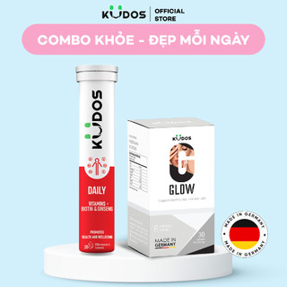 Combo Thực phẩm bảo Vệ Sức Khỏe viên nang Kudos Glow 30 viên + Viên sủi Kudos Daily 20 viên