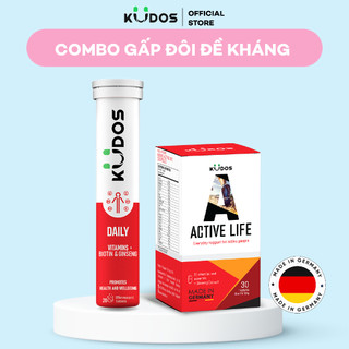 Combo Thực Phẩm Bảo Vệ Sức Khỏe - Viên nang Kudos Active Life 30 viên  + Viên sủi Kudos Daily 20 viên