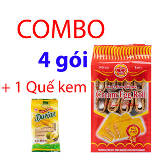  COMBO 4 gói bánh trứng cuộn kem Minh Hương Food tặng 1 gói quế kem sầu riêng 