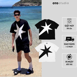 Áo thun nam boy phố STRESSMAMA in ngôi sao - Áo phông nam boy phố form rộng cổ tròn vải cotton khô streetwear OTO