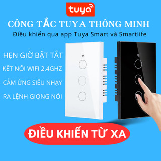 Công Tắc Wifi Tuya, Công Tắc Thông Minh Tuya 3 Nút Cảm Ứng Chữ Nhật Hẹn Giờ Điều Khiển Từ Xa Qua App Tuya Smar