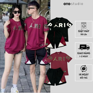 Bộ quần nam boy phố JORDAN in chữ paris,  quần áo vải cotton khô phong cách streetwear form rộng hot trend OTO