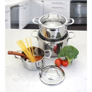 Bộ 3 nồi inox 304 đáy liền nguyên khối dày kalpen size 16cm 20cm 24cm của Đức