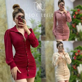 D640 - Đầm Body Sơ Mi Tay Phồng - Ngọc Lucie