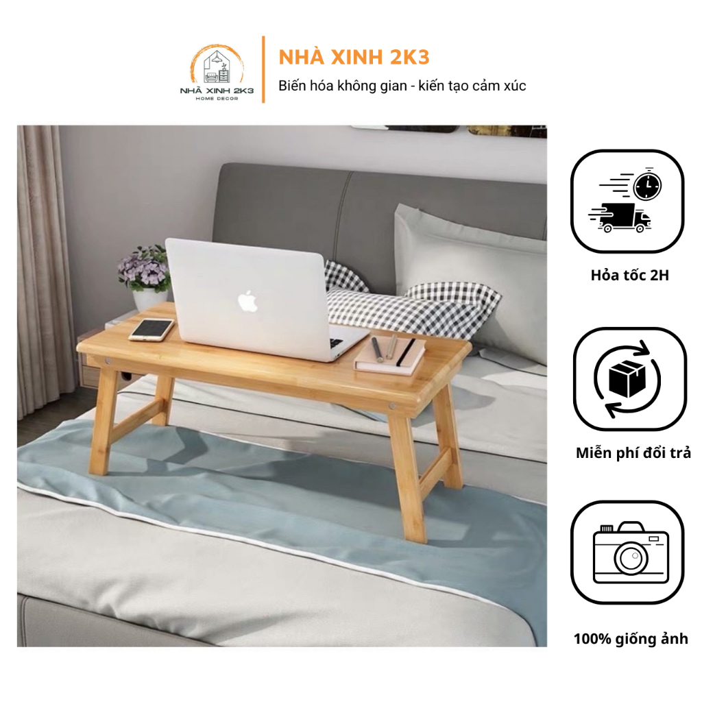 Bàn gỗ gấp gọn chữ nhật, bàn gỗ ngồi bệt 40x60cm, bàn trà gỗ cao su đa năng tiện lợi