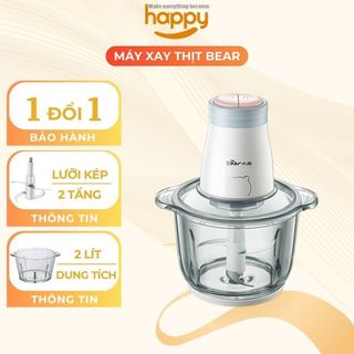 Máy xay thịt đa năng Bear QSJ-B02Q1 gồm 4 lưỡi kép 2L xay nhuyễn thịt rau củ quả tiện lợi