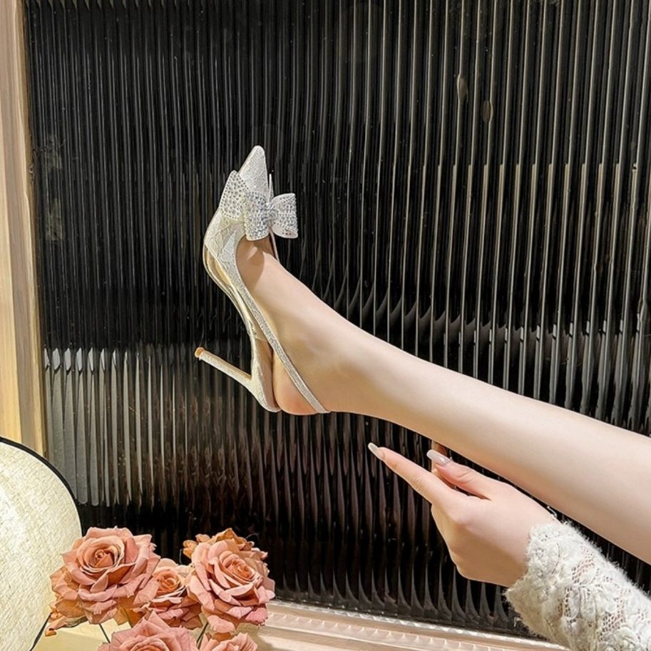 Giày cao gót kim tuyến, giày cưới thời trang blingbling 8 phân mã GSC128 | BigBuy360 - bigbuy360.vn