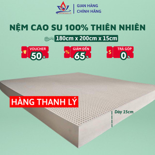 Nệm cao su 100% thiên nhiên 1m8 x2m x15cm, bảo hành 5 năm