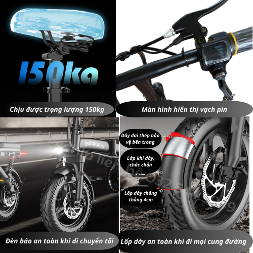 Xe Đạp Điện Thể Thao Gấp Gọn YOUPIN - W8 14inch, tốc độ 25Km/h, Xe Đạp Điện Gấp Gọn Dáng Thể Thao | BigBuy360 - bigbuy360.vn