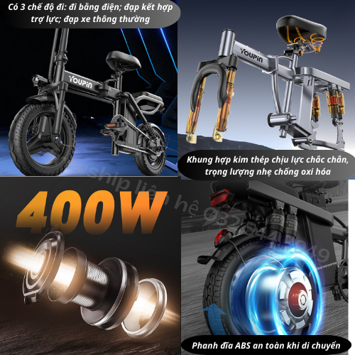 Xe Đạp Điện Thể Thao Gấp Gọn YOUPIN - W8 14inch, tốc độ 25Km/h, Xe Đạp Điện Gấp Gọn Dáng Thể Thao | BigBuy360 - bigbuy360.vn