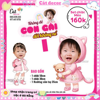 Set chibi bé mèo dành cho bé gái