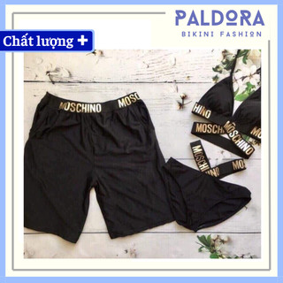 Combo Đồ bơi cặp đôi Bikini nam nữ hai mảnh quần bơi nam đai in chữ PALDORA056