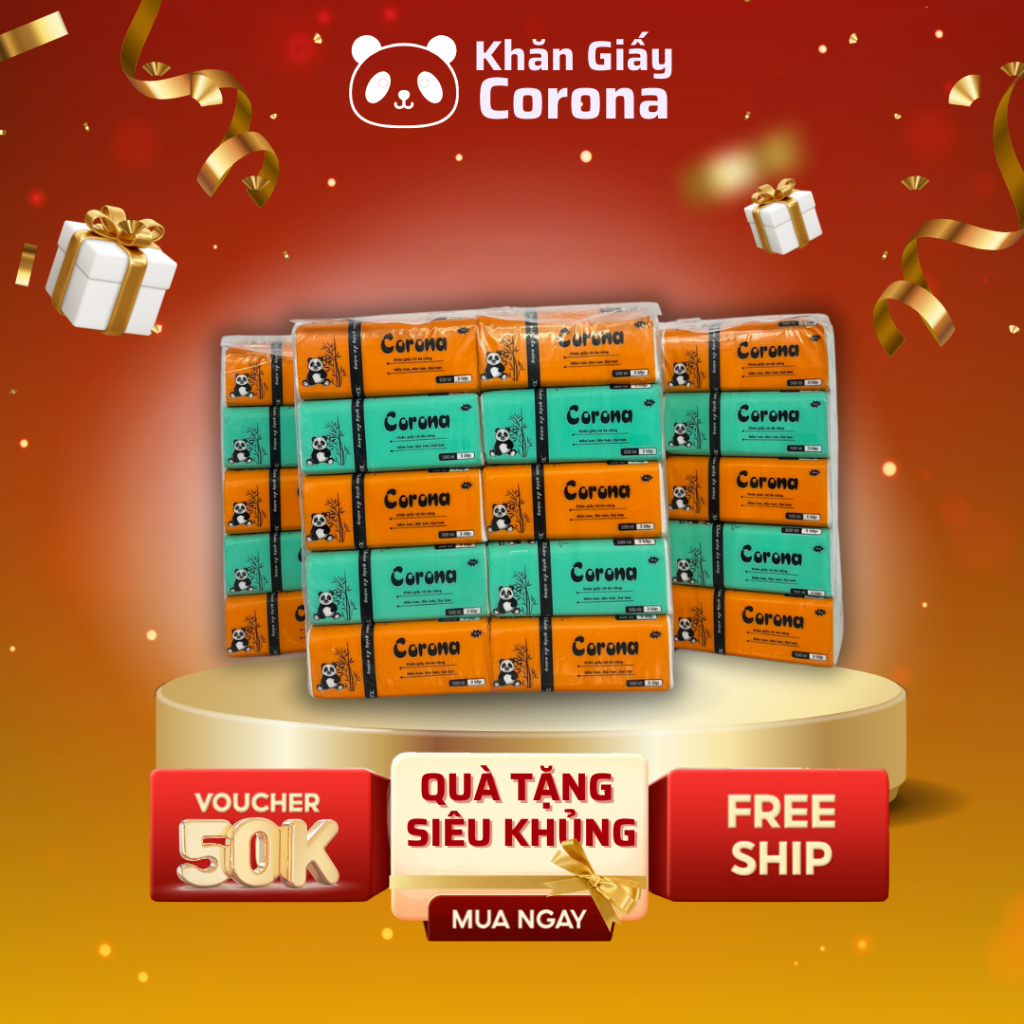 KHĂN GIẤY RÚT GẤU TRÚC CORONA NHỎ  3 LỚP