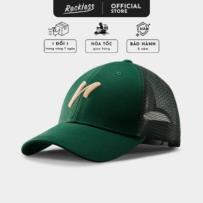 Mũ/Nón Lưỡi Trai Unisex Thương hiệu Recklesstripwear Signature Mesh-Back Cap - Vải Kaki Cotton, phối lưới