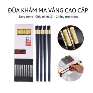 Đũa ăn cơm mạ vàng Bộ 10 đôi đũa gỗ đũa mạ vàng cao cấp đữa gỗ, đũa tre, đũa nhựa ăn cơm SIGO
