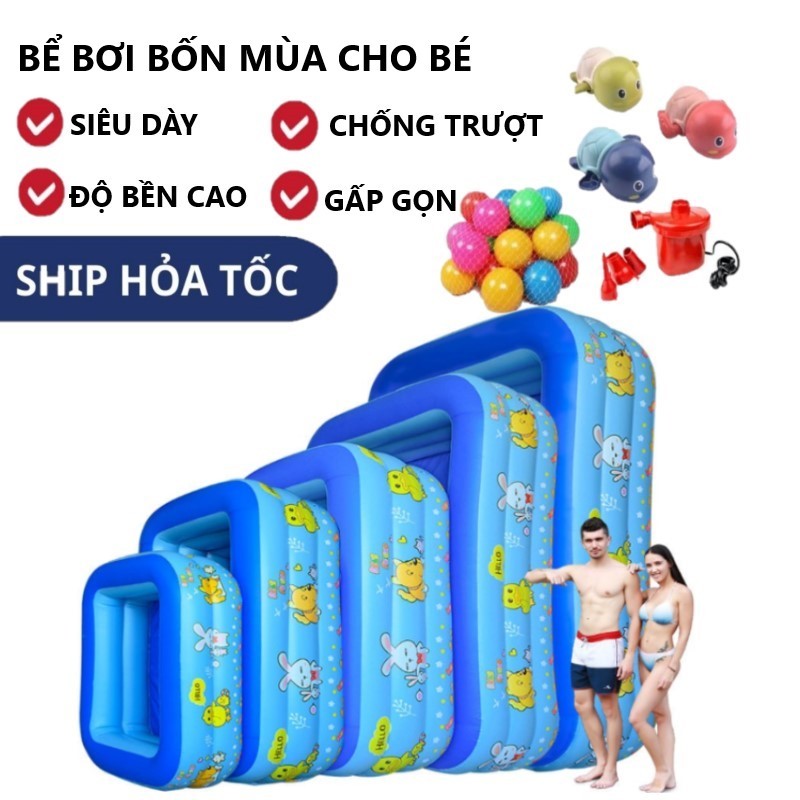 Bể Bơi, Phao Bơi Bốn Mùa 1m2/1m3/1m5/1m8/2m1, 3 Tầng Loại Dày Dặn Đáy 2 Lớp Chống Trờn AN Toàn Cho Các Bé 🐋