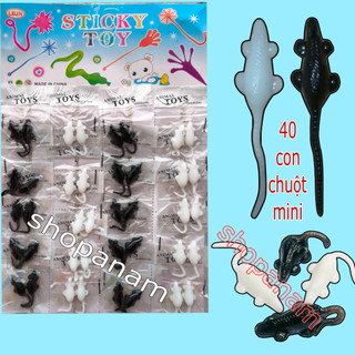 Vỉ 40 con chuột mềm đen trắng loại chuột con
