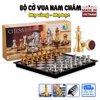 Bộ Cờ Vua Nam Châm Mạ Vàng Bạc Cao Cấp Cực Đẹp , Cờ Vua Thi Đấu Quốc Tế , Bàn Cờ Vua Gập Gọn