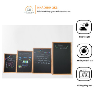 Bảng MENU đen viết phấn, bút dạ quang khung gỗ cao cao cấp dành cho quán cafe, trà sữa, trà chanh, đồ ăn nhanh