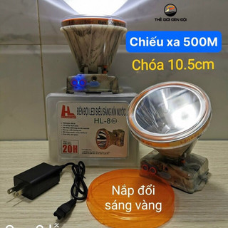 Đèn pin đội đầu công suất lớn, chiếu xa 500m, sáng mạnh và pin lâu, choá lớn 10.5cm (mã đèn HL8)