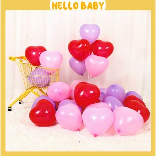 Set 100 quả bóng cao su hình trái tim trang trí tiệc cưới hỏi - cầu hôn - tỏ tình - trang trí sinh nhật