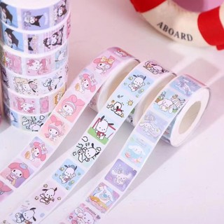 Cuộn sticker 500 tem, 200 tem SANRIO, KUROMI,CINNAMOROLL sticker niêm phong, sticker cute, tem trang trí, hình dán