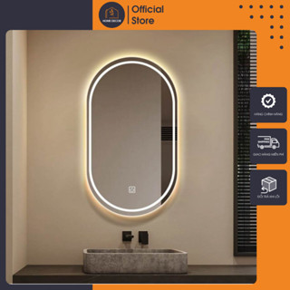  Gương oval treo tường decor phòng phòng tắm Decor Smart thi công viền led Touch cao cấp. 