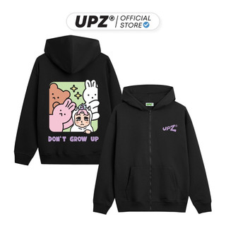 UPZ Áo Khoác Hoodie Dây Kéo Unisex Nỉ Chân Cua Cotton Dont Grow Up (Đen)