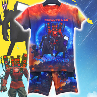 Bộ thun lạnh Cổ Tròn Titan Tivi man, Skibidi Toilet, Skibidi Man bé trai size cho bé từ 10kg - 60kg