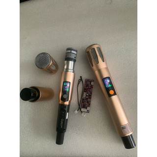 Micro lắp loa kéo cao cấp UHF 2024 (Mic sóng mạch, hát nhẹ chống hú rất tốt, thân nhôm rất chuyên nghiệp)