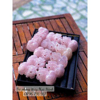 Tỳ hưu nằm ngọc onyx hồng tỳ hưu để két sắt phong thuỷ size 8cm