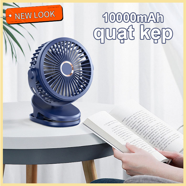 Quạt mini sạc điện 10000 mah quạt kẹp GF07，pin siêu bền dùng thoải mái liền với 4 Cấp,Thích hợp cho 