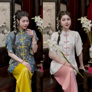 Pháp phục đi chùa, bộ lam đi chùa tay sẻ chất liệu Lụa Cao Cấp