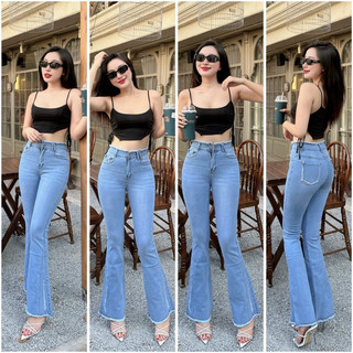 Quần Jeans Nữ Ống Loe Dài Co Giãn
