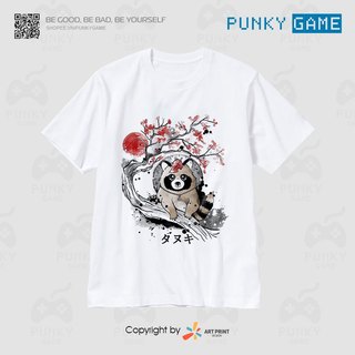 Áo thun Japanese Retro Tanuki Art ngắn tay