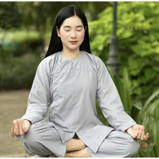  Đồ lam đi chùa cho nam nữ - Set bộ Vạt hò Vạt khách nút bấm chất liệu kate cao cấp phong cách lịch sự 