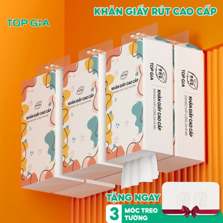 Giấy vệ sinh treo tường Top Gia thùng 6 bịch đa sắc làm từ bột gỗ nguyên chất, 1280 tờ 4 lớp dày dặn