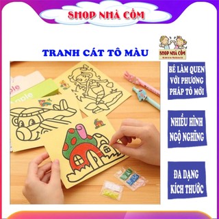 Tranh cát tô màu cho bé khổ A6, A5. Có sẵn cát, Bé thỏa sức sáng tạo - SHOP NHÀ CỐM