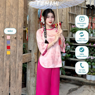 Đồ lam đi chùa xẻ tà cách điệu TINH NHI mềm mại thoải mái PP73