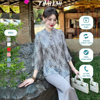Pháp phục đi chùa chữ thọ TINH NHI thanh lịch mềm mịn PP76