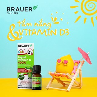 Vitamin D 400IU Dạng Nước Brauer Baby & Kids Liquid Vitamin D 400IU Cho Trẻ Sơ Sinh Và Trẻ Nhỏ (10 ml)