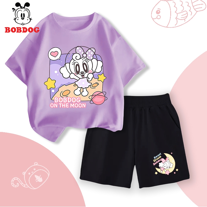 Đồ bộ bé gái BOBDOG, set quần da cá áo thun cotton in hình cute CQ- BDG56-BDG50 cho bé
