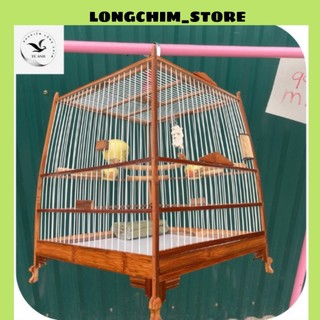 Khung lồng chim chào mào LONGCHIM, Lồng tre già nan cáp quang cửa lá đề bền đẹp LĐCQ