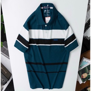 Áo thun polo sọc nam cổ bẻ basic vải cotton trẻ trung melan